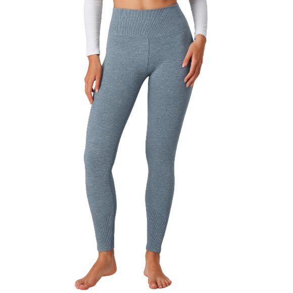 Alo Yoga High Waist Alosoft Lounge Leggings Heather Ribbed Cuff Blue Grey Size L - Picture 10 of 10